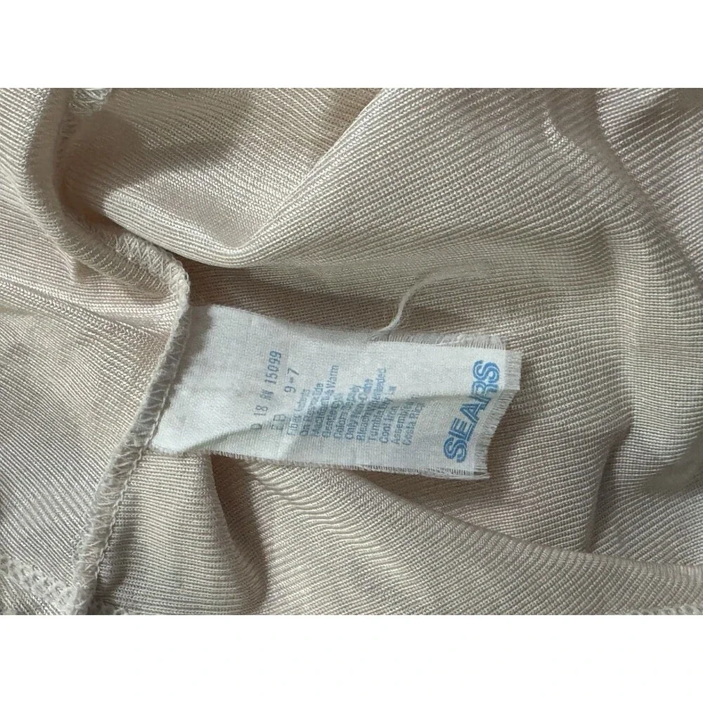 Vintage 80s Sears Peach Nylon Lace Trim Camisole Slip Tank Top Size 36 Coquette